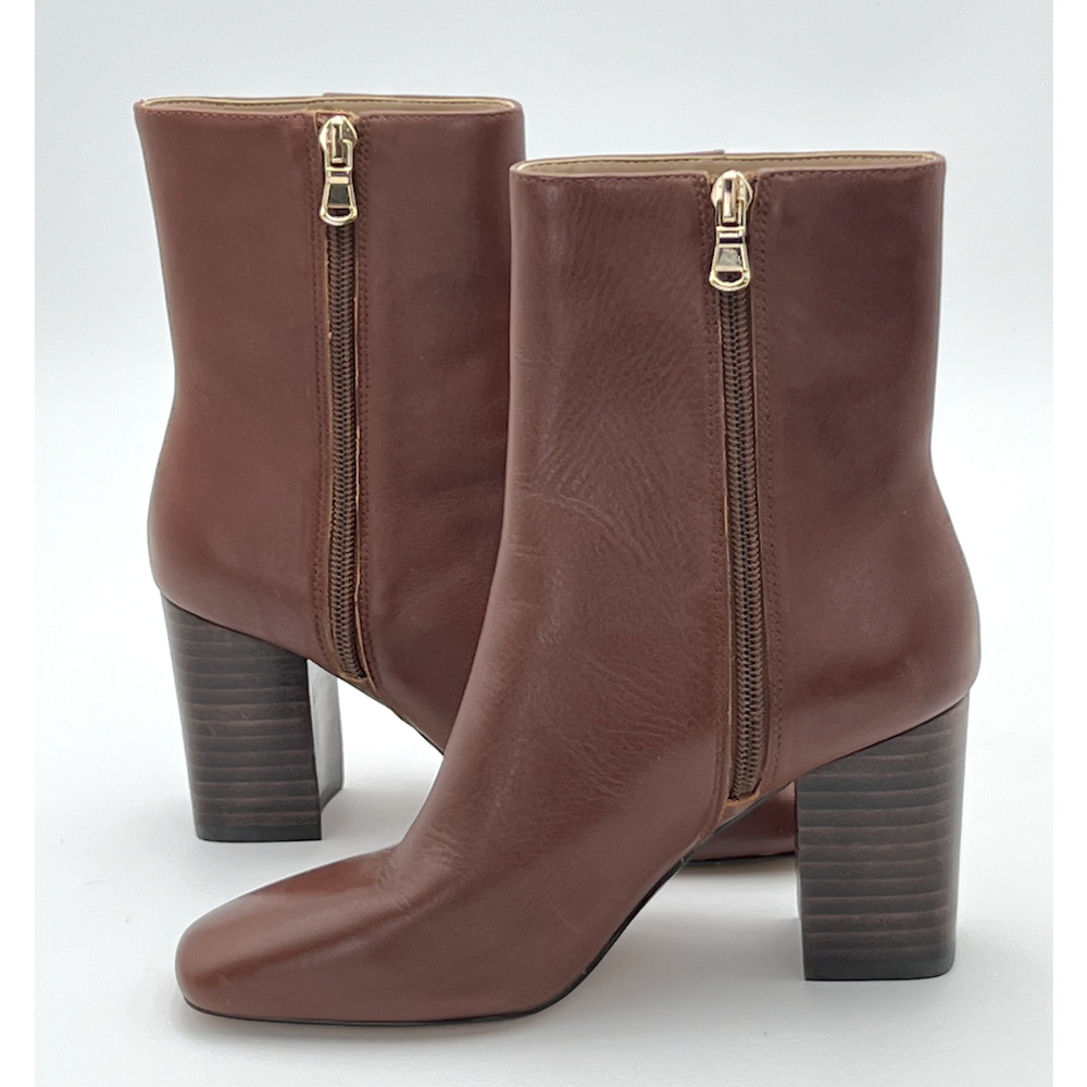 NEW ANN TAYLOR BROWN NORTH LEATHER BOOTIE ANKLE BOOTS SIZE 5.5 - Picture 4 of 10